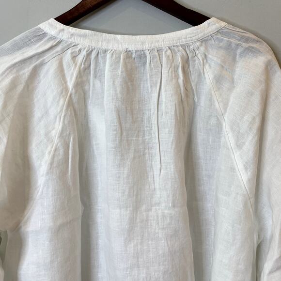 J.Crew Cabana Top Linen Shirt Breathable Date Vacation Trip Plus CI542 White 2X - Picture 9 of 16